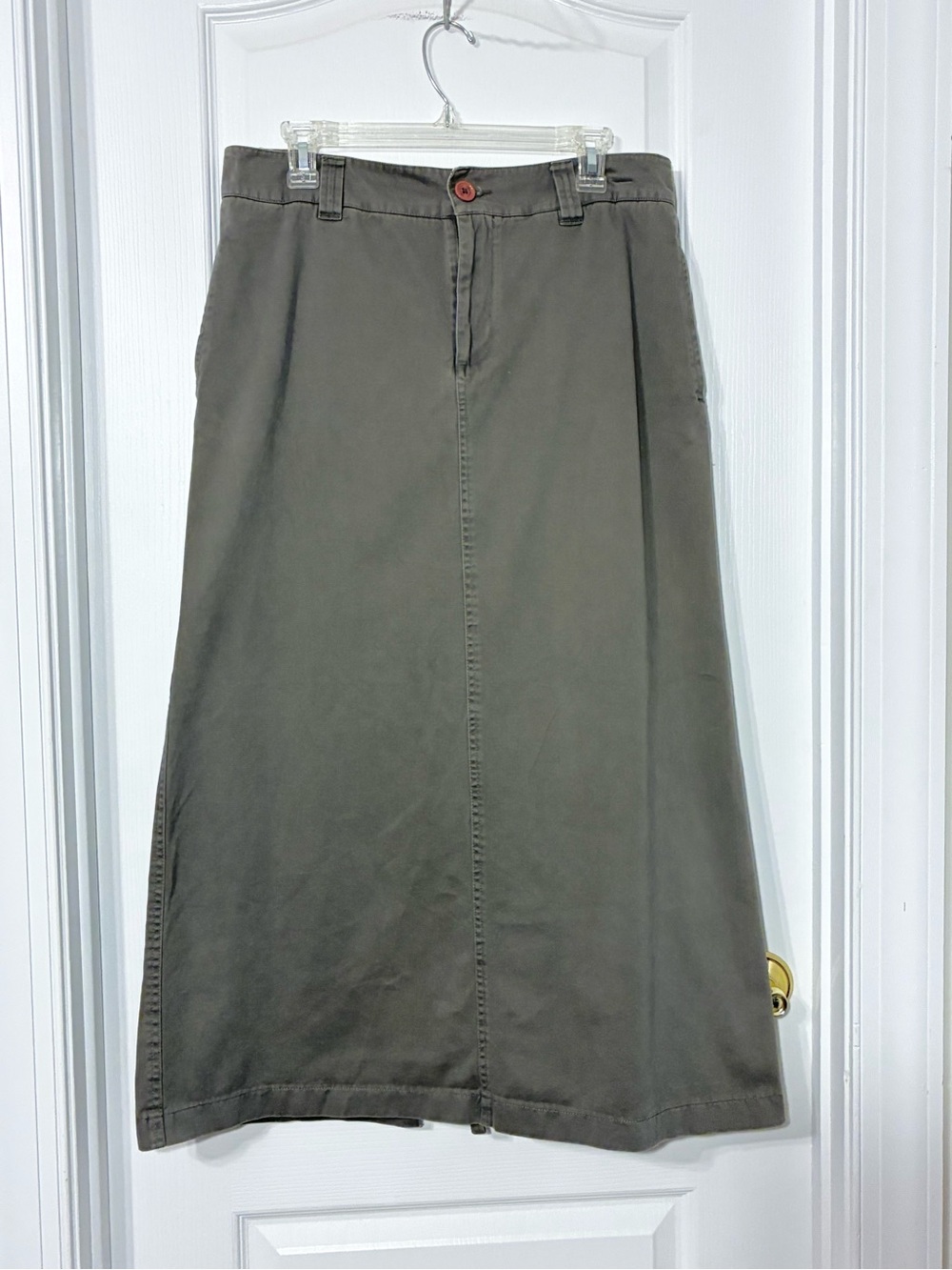 Y2K VTG Jackpot Utility Long A Line Skirt Olive Green Canvas Size 3 Large